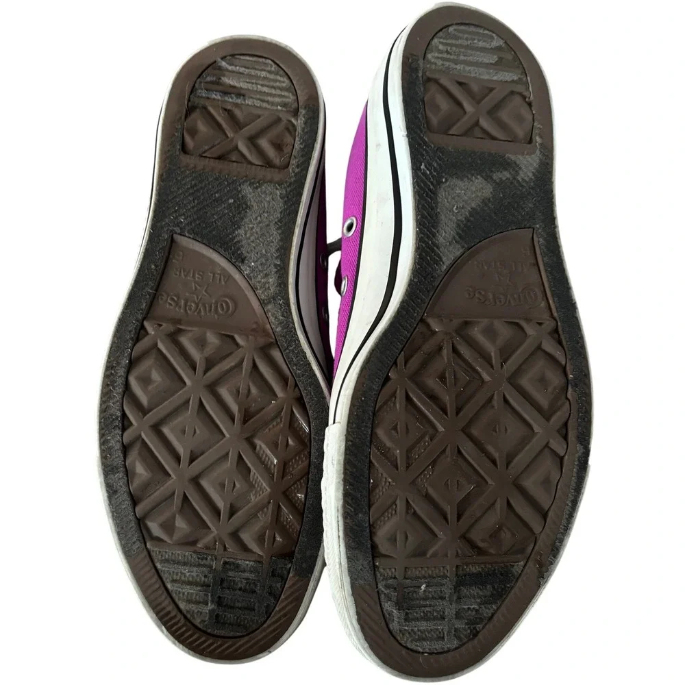 Converse All Star Sneakers Women's Sz 8 Purple Double Tongue Cheetah Print - Picture 7 of 8